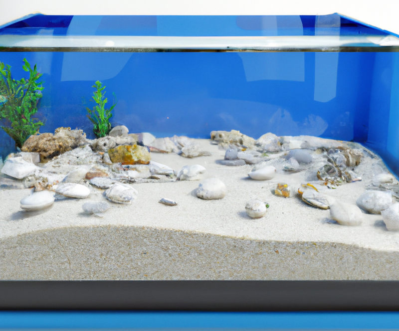 Image showing white sand substrate in a rectangular fish tank for neolamprologus multifasciatus