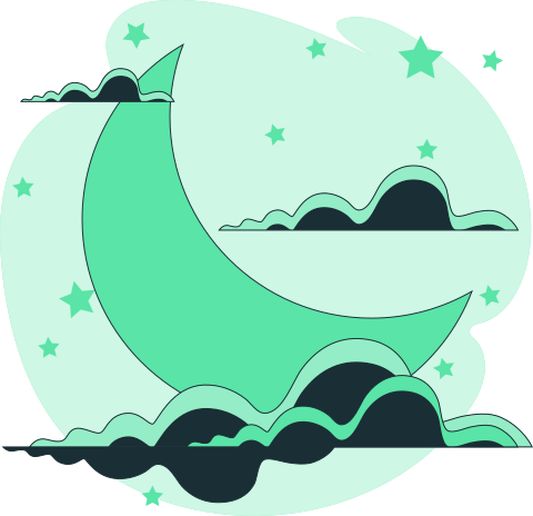 Sleep concept having clouds and moon